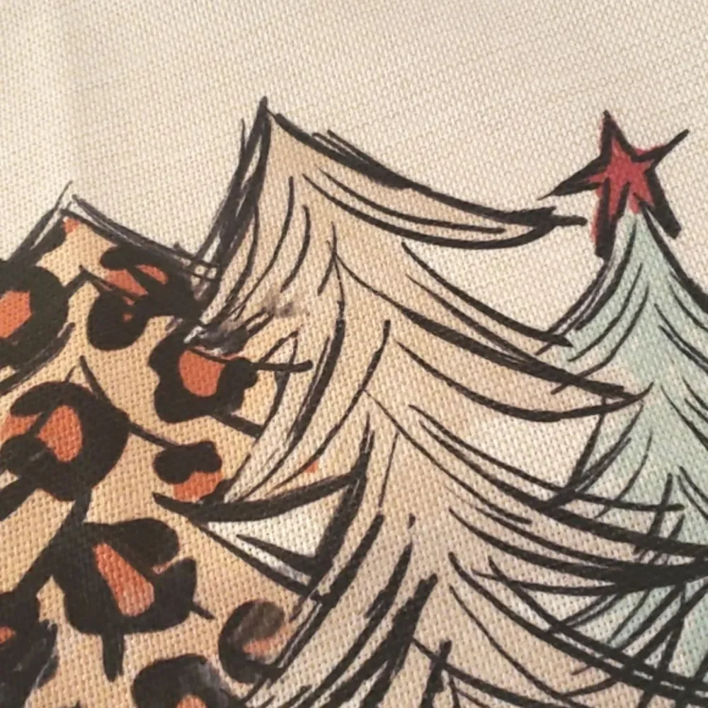Christmas Pillow Cover Animal Print Christmas Trees • Linen Look • 18x18 • NWOT